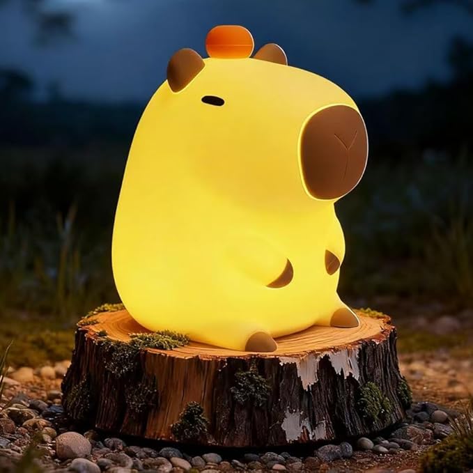 KangTen CHEN Capybara Kids Night Light, Portable USB Rechargeable Animal Light Touch Control Light, Silicone Night Light with Timer Function, Christmas Gift for Kids