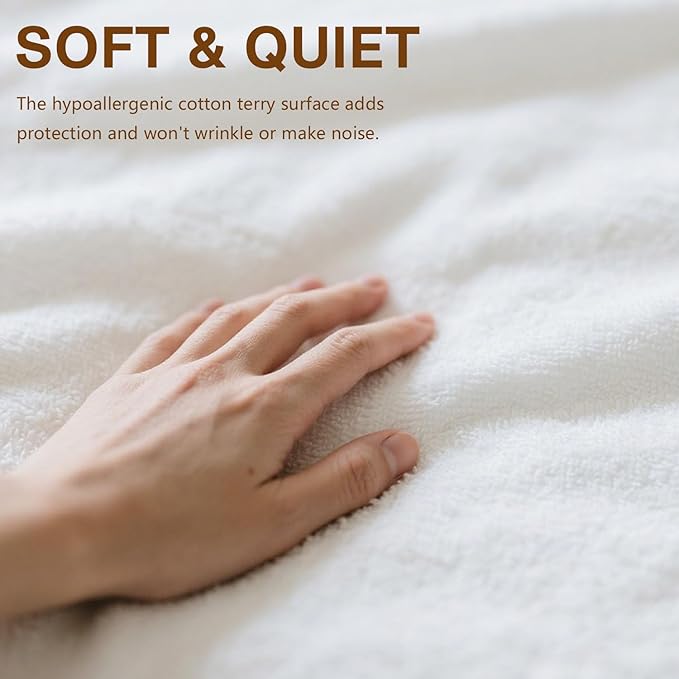 Queen Zippered Mattress Protector,Absorbent Six-Sided Mattress Cover Queen Size Bed, 12-15 Inch Noiseless Washable Mattress Encasement, Sleep Defense System, Hypoallergenic & Soft