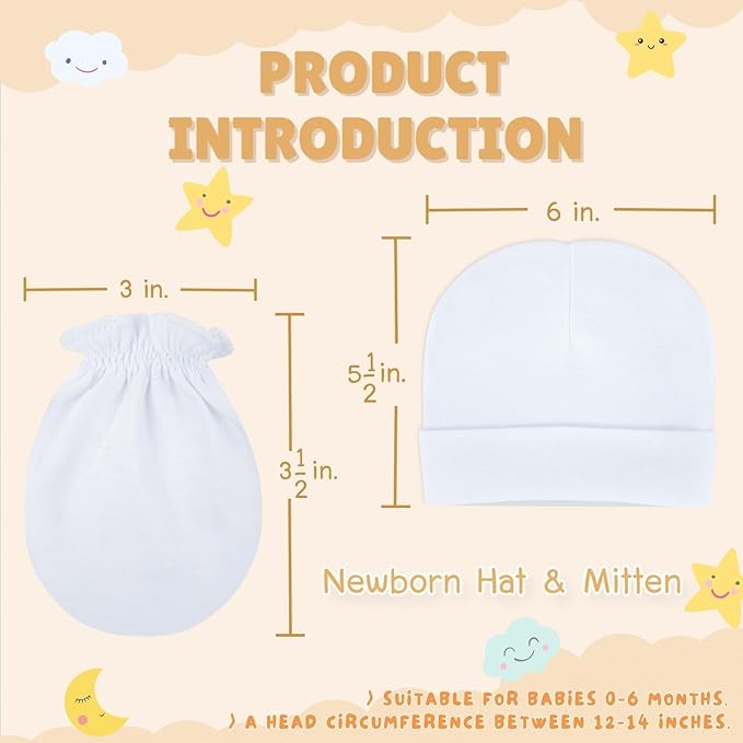 RATIVE Baby Mittens No Scratch Organic Cotton for Newborn 0-6 Months | Baby Essentials Must-Haves for Boys & Girls