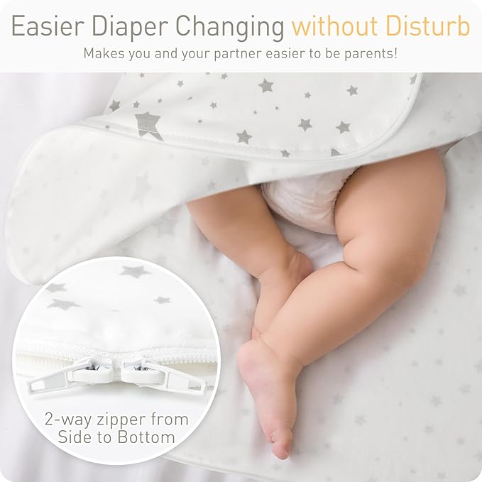 Transitional Swaddle Sack with Arms Up Length Sleeves and Mitten Cuffs 3-6 Months, Wearable Swaddling Blanket Sleeping Bag Cotton for Newborns Baby Boys Girls Sleep Sacks Snug Fit Calms Startle Reflex