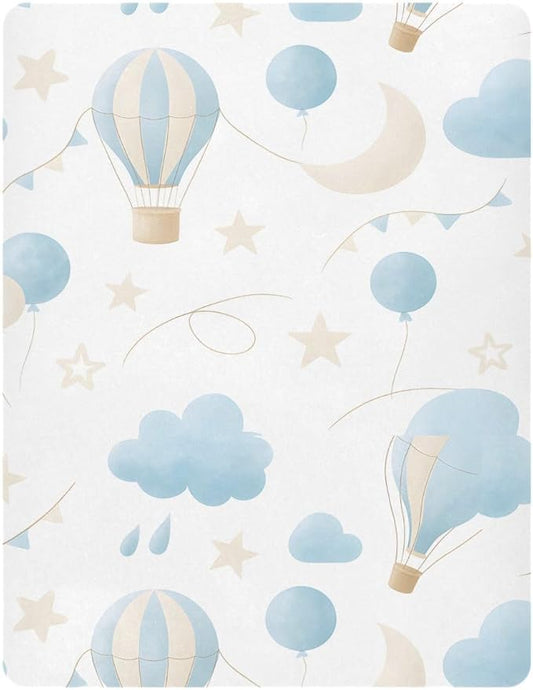 CEBUGI Stretchy Crib Sheet for Baby Boy Girl,Hot Air Balloon Portable Mini Fitted Pack N Play Playard Sheet for Neutral,Ultra Soft Material,Full Standard Toddler Mattresses,M