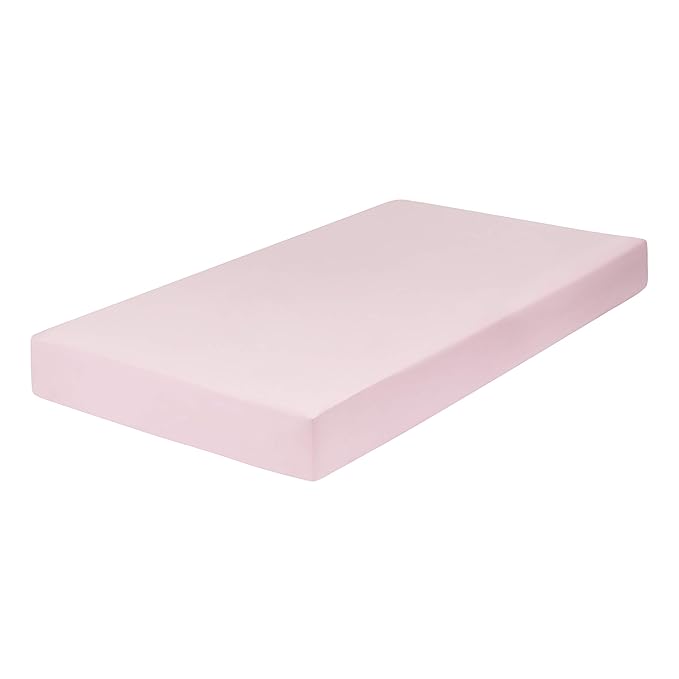 Everyday Kids 2-Pack Fitted Crib Sheets, 100% Soft Breathable Microfiber Baby Sheet, Fits Standard Size Crib Mattress 28in x 52in, Pink Nursery Sheet and White Nursery Sheet