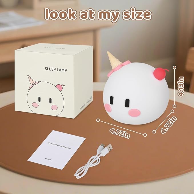 Monster Night Light for Kids Lamp, 8 Color Changing Dimmable Timer Bedside Night Lights, Squishy Silicone Lamp for Boys Girls Baby, Rechargeable Nursery Lamp for Toddler