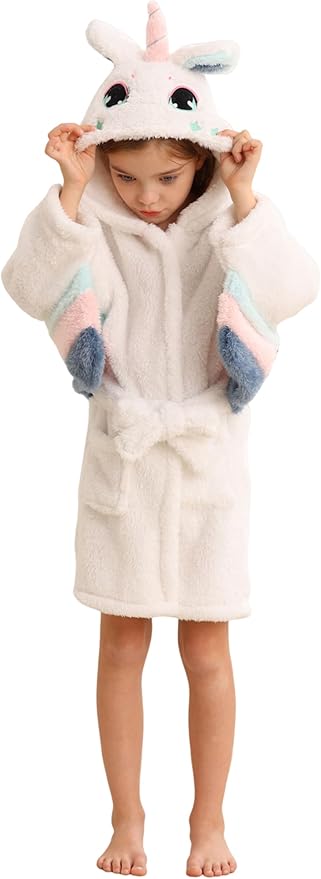 CuteOn Bathrobe for Women Soft Fleece Hooded Plush Loungewear