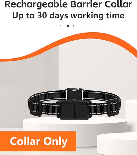 FLYSPEAR Wireless Pet Barrier - Rechargeable Indoor Barrier with 6 Adjustable Range Radius up to 7 ft, 6 Adjustable Safe Static Intensity, Electric Fence System with Hook (Receiver Collar Only)