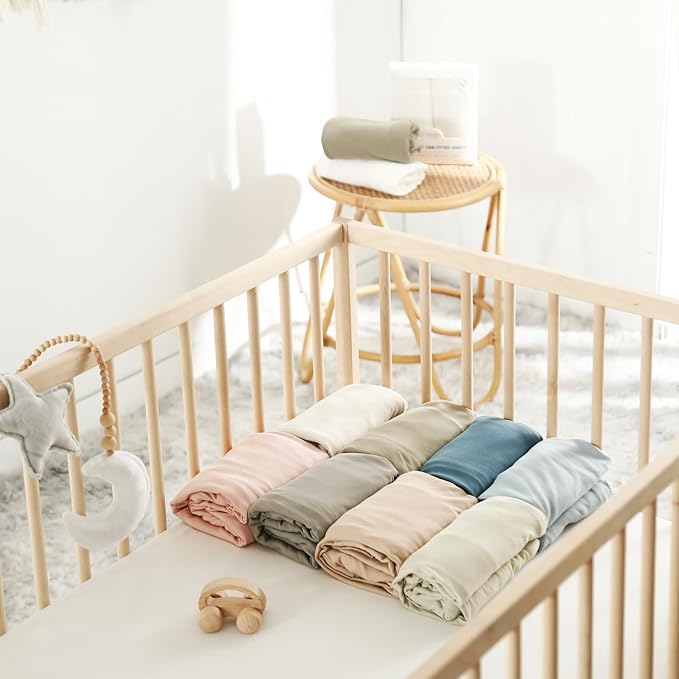 GRSSDER Jersey Crib Sheets for Boys and Girls, Stretchy Ultra Soft Crib Fitted Sheets Set 2 Pack, Universal Fit All Standard Crib Mattress Pads Safe and Snug, Natural Cream/Beige
