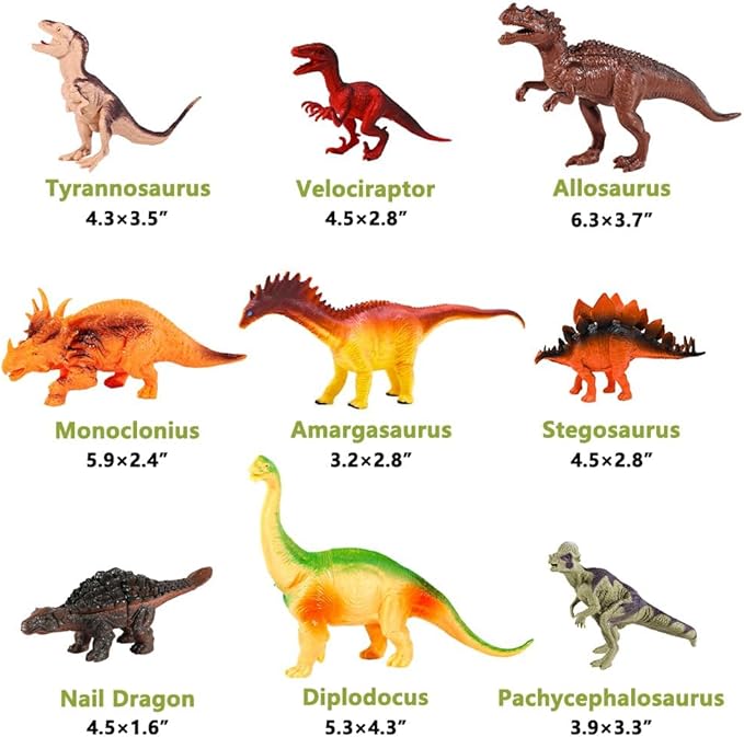 Kimicare Kids Dinosaur Figures Toys, 18 Pcs Plastic Dinosaur Toys for Kids 3-5, STEM Educational Realistic Dinosaurs Figurine Playset for Toddlers, Dino Toy Birthday Gifts Christmas Stocking Stuffers