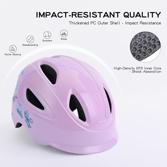 Kids Bike Helmet, OnBros Kid Bicycle Helmet for Girls and Boys with Light Lightweight Kids Helmets Certified Toddler Helmets for Kids 3-5-8-10 Age (46-50-55 cm)