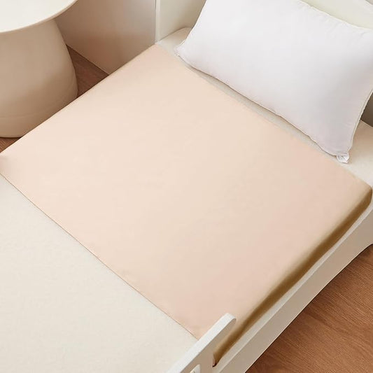 THXSILK 100% 7A+ Grade Mulberry Silk Mini Crib Toddler Baby Bedding Sleeve Sheet for Hair and Skin Health, No More Bed Head and Baby Bald Spots 41.4inch*20.5inch, Champagne
