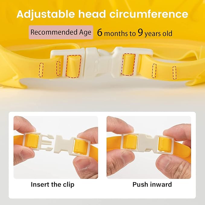 Baby Shower Cap Shield, Shower Cap for Kids, Visor Hat for Eye and Ear Protection for 0-9 Years Old Children,Cute Dinosaur/Crocodile/Hippo shape Makes the Baby Bath More Fun (Hippo, Yellow)