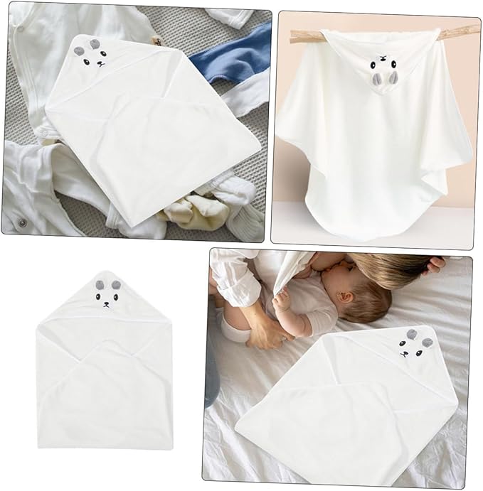 2pcs Hooded Bath Towels for Coral Fleece Soft Absorbent Animal Design Bathrobe Cape for Newborns Bath Swimming Beach Use