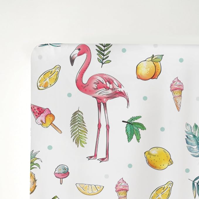 Pink Flamingo Tropical Flowers Leaves Baby Crib Sheets for Boy Girl 28"x52" Summer Birds Fruits Soft Snug Fitted Crib Mattress Cover Beach Vacation Baby Sheet for Standard Crib & Toddler Bed Mattress