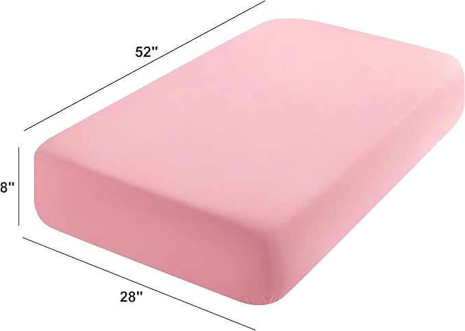 FLXXIE 2 Pack Microfiber Fitted Crib Sheets, Super Soft and Cozy Toddler Fitted Sheets for Standard Crib and Toddler Mattresses, 28x52, Pink