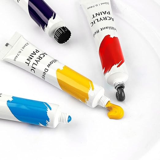 Amazon Basics Acrylic Paint Tubes, 24 count (Pack of 1), Multicolor