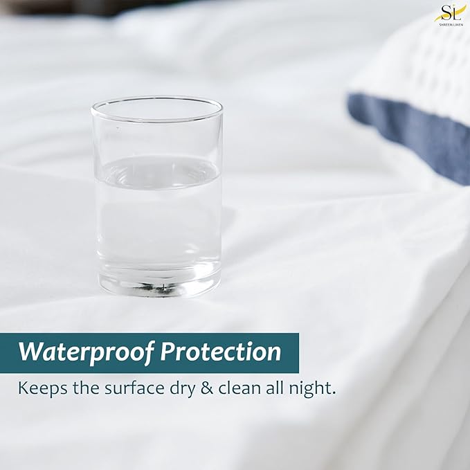 RV Short Queen Mattress Protector Fitted Sheet Style - Waterproof Vinyl Mattress Cover, Breathable, Bed Wetting & Spill Protection, Fits Mattresses up to 11.5" Deep (White)