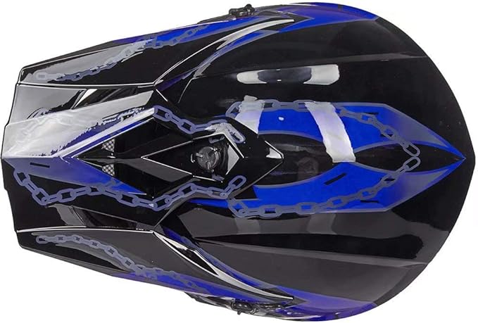 ILM Adult Dirt Bike Helmets Motocross ATV Dirtbike BMX MX Offroad Full Face Motorcycle Helmet, DOT Approved Model 128S (Blue Black, Adult-Large)