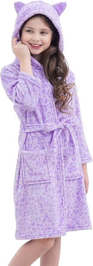 Doctor Unicorn Soft Hooded Rainbow Bathrobe Sleepwear for Girls