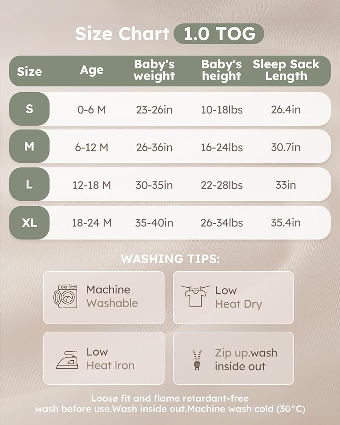 Yoofoss Rayon Made from Bamboo Baby Sleep Sack 0-6 Months 1.0 Tog Baby Wearable Blanket, Super Soft Infant Toddler Sleeping Sack 2-Way Zipper