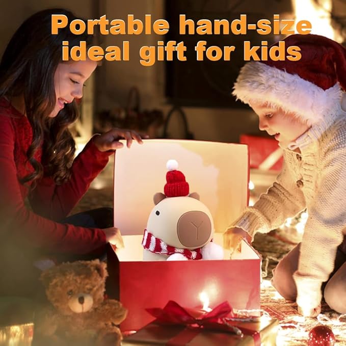 KangTen CHEN Capybara Kids Night Light, Portable USB Rechargeable Animal Light Touch Control Light, Silicone Night Light with Timer Function, Christmas Gift for Kids