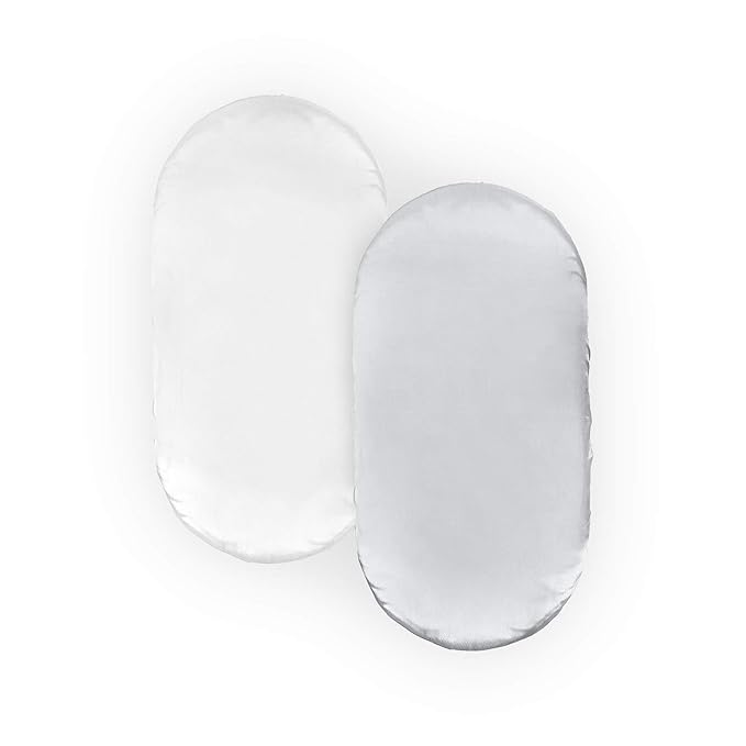 Pro Goleem Satin Bassinet Sheet 2 Pack Great for Baby Hair Soft Silk Feeling Sheet for Cradle or Bassinet Pad＆Mattress for Boys and Girls Gift for Newborn and Infant White and Gray