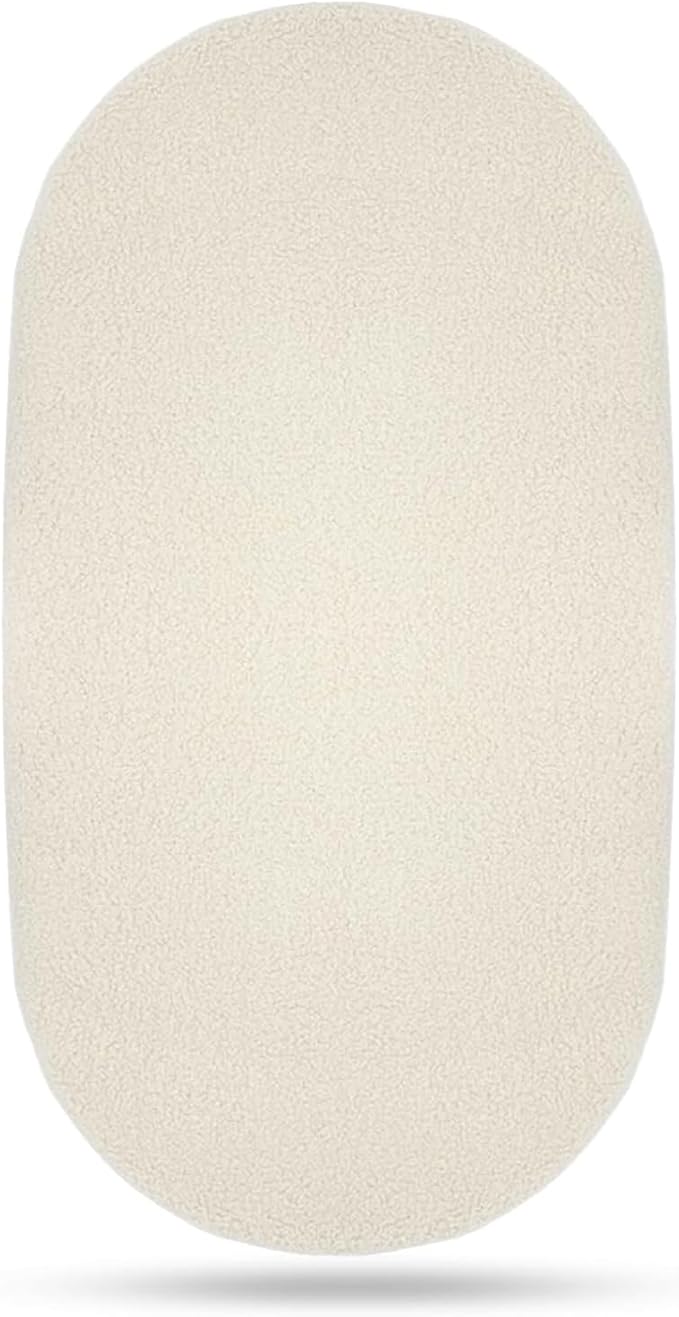 Lamb-Fleece Bassinet Sheets for Baby, Cozy Warm Fitted Sheets for Rectangle, Oval, Hourglass Bassinet Mattress, Muslin Moses Basket Sheets with Neutral Style 32"x16"(Beige)