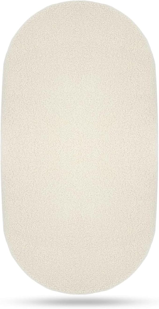 Lamb-Fleece Bassinet Sheets for Baby, Cozy Warm Fitted Sheets for Rectangle, Oval, Hourglass Bassinet Mattress, Muslin Moses Basket Sheets with Neutral Style 32"x16"(Beige)