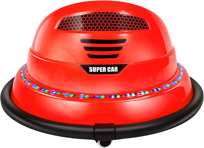 Edostory 6V Electric Ride On Bumper Car for Kids, 1.5-8 Years Old Baby Bumping Toy Cars, DIY Sticker Baby Toy Gifts, Remote Control, Bluetooth, 360 Spin DIY Numbers 00-9 ASTM-Certified Red