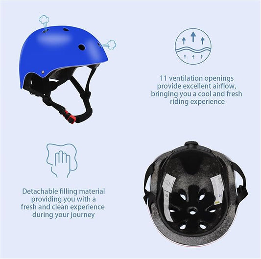 Color Gradient Adjustable Kids Bike Helmet with Knee & Elbow Pads Set | Multi-Sport Safety Gear for Boys & Girls Ages 5-14 | Skateboarding, Scooters, Roller & Inline Skating, Longboarding