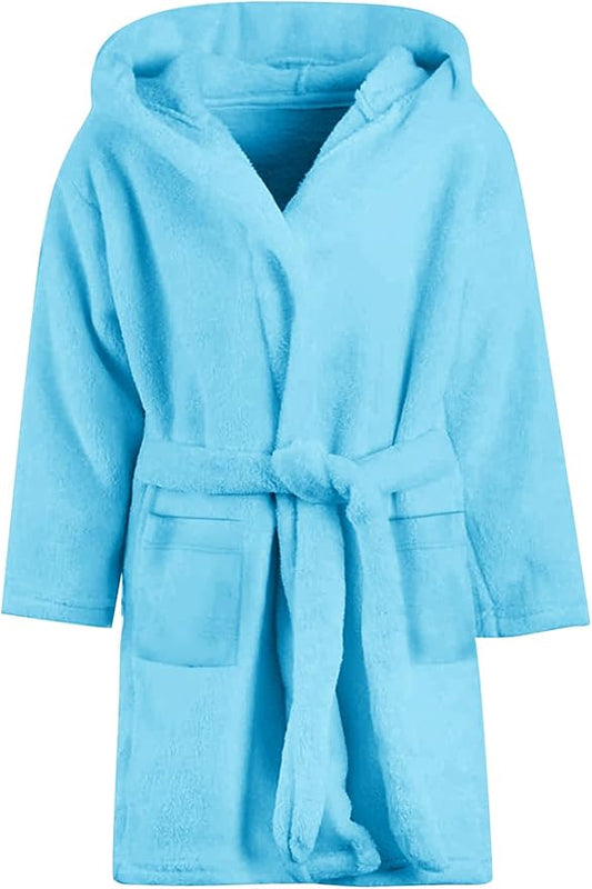 Umeyda Girls Fleece Hooded Robes, Warm Printed Bath Robe for Kids Soft Fuzzy Bathrobe for Gifts