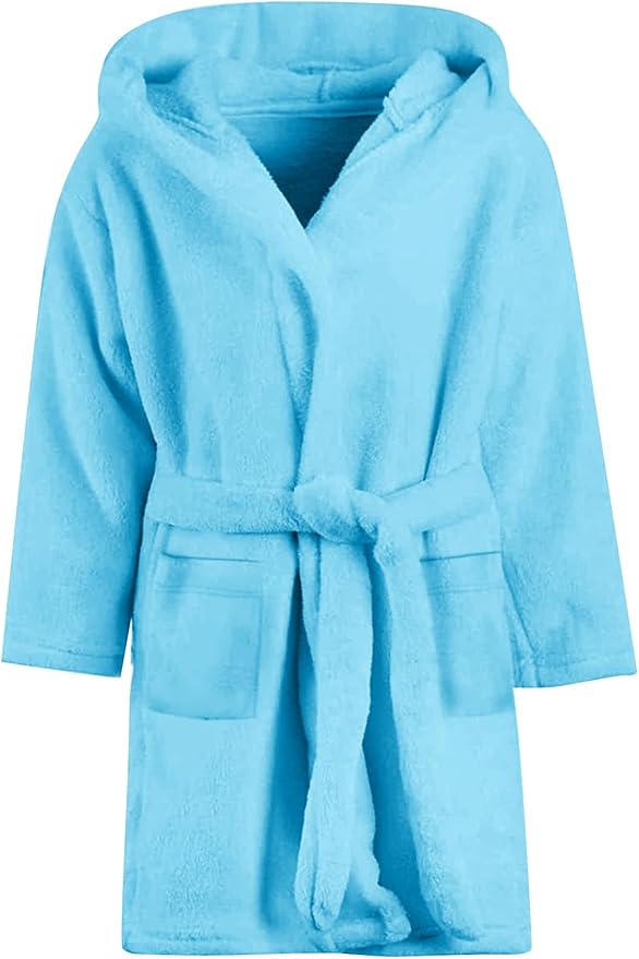 Umeyda Girls Fleece Hooded Robes, Warm Printed Bath Robe for Kids Soft Fuzzy Bathrobe for Gifts