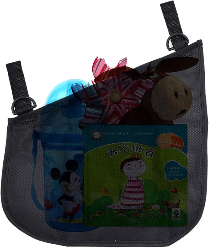 2 Pack Portable Side Sling Stroller Cargo Net ,Non-Slip and Adjustable Straps Storage Mesh Bag ,Food Storage ,Friut Storage Bag for Baby Stroller Cargo Mesh Bag Storage