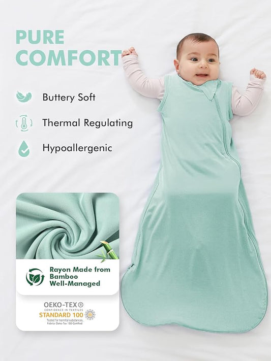 HAPIU Unisex Rayon Made from Bamboo Baby Sleep Sack TOG 0.5, 2-Way Zipper YKK, Wearable Blanket Toddler