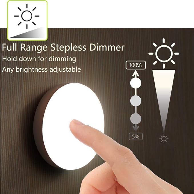 RTSU Mini Touch Light, Rechargeable Battery Operated Closet Lights Wardrobe Lights, Magnetic Stick-on Anywhere LED Night Light, Wireless Under Cabinet Lighting, Dimmable Tap Push Light Lamp