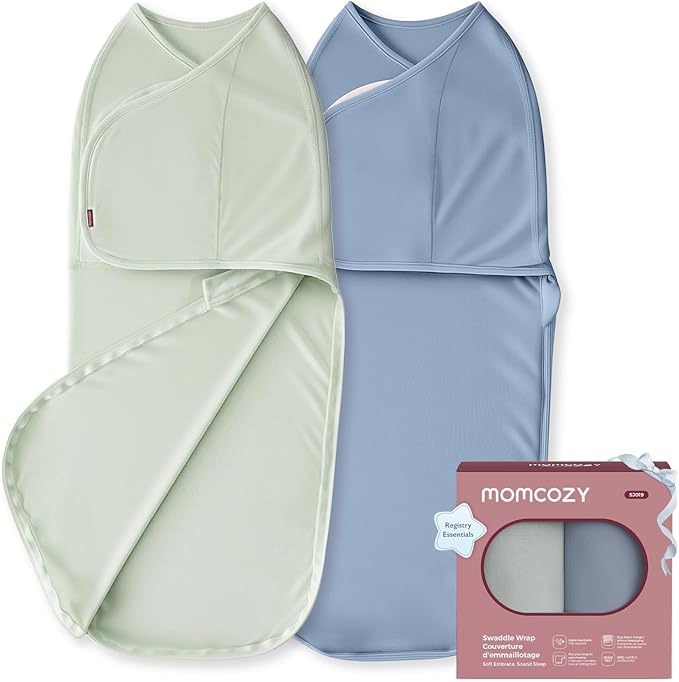 Momcozy Swaddles for Newborns, Quiet Fastner Suitable for Infant 0-3 Months, New-Parent-Friendly Swaddle Sack, Reduce Startle Reflex, Newborn Boys Girls Registry Essentials, 2-Pack, Serenity