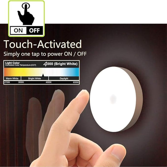 RTSU Mini Touch Light, Rechargeable Battery Operated Closet Lights Wardrobe Lights, Magnetic Stick-on Anywhere LED Night Light, Wireless Under Cabinet Lighting, Dimmable Tap Push Light Lamp