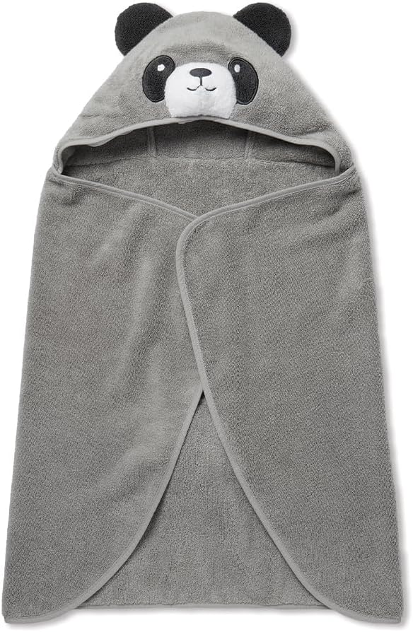 MORI Boys and Girls Hooded Panda Bath Towel in Grey - Unisex Kids Soft Blanket - Ultra Absorbent and Long Lasting - One Size