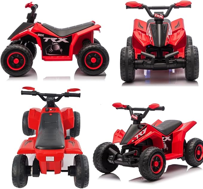 6V Kids Ride On ATV Quad for Boys & Girls, Battery Powered 4-Wheeler with Forward/Reverse, LED Lights, Built-in Music, Wide Seat, Plastic Wheels, Off-Road Style Electric Ride On Toy for Kids Ages 2–6