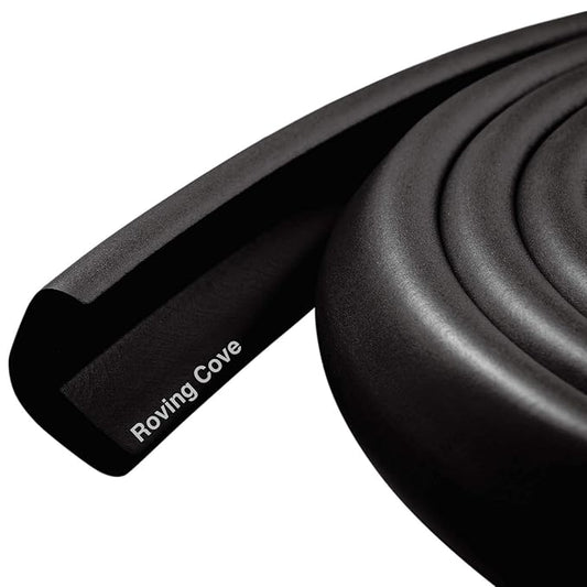 Roving Cove HeftyFit Edge Protector for Baby Proofing (6ft Large Edge Only), Heavy-Duty Soft Rubber Foam Furniture Edge Bumper Guards, Desk Edge Cushion, Wall Corner Covers, 3M Adhesive, Onyx Black