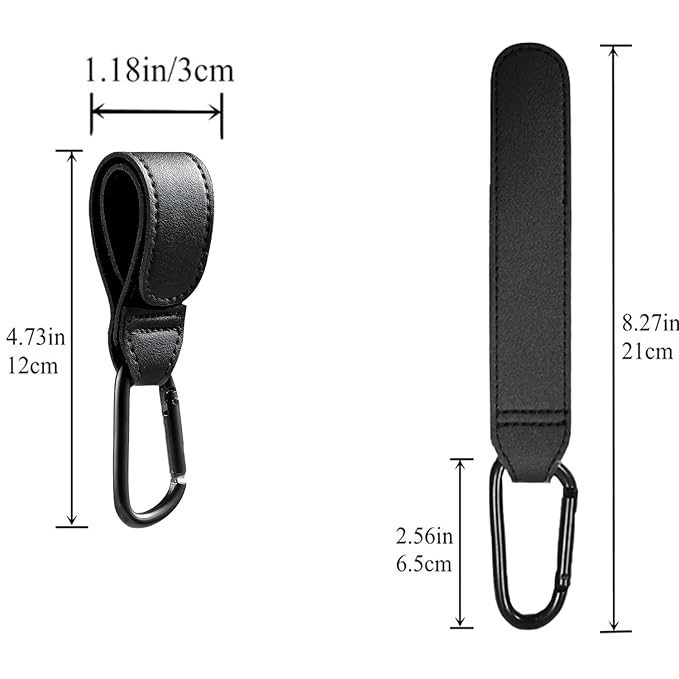 4 Pcs Leather Stroller Hook, Mommy Stroller Clip, Stroller Accessories Organizer Hook, Metal Hook for Strollers/Walkers/Mobility Scooter/Wheelchair/Rollator(Blue)