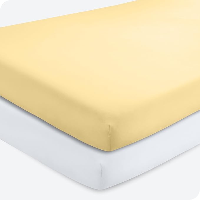 Bare Home 2-Pack Fitted Crib Sheets - Premium 1800 Ultra-Soft Microfiber - Breathable - Baby Sheet - for Boys & Girls - Fits Standard Crib and Toddler Mattresses (Morning Sun/White)