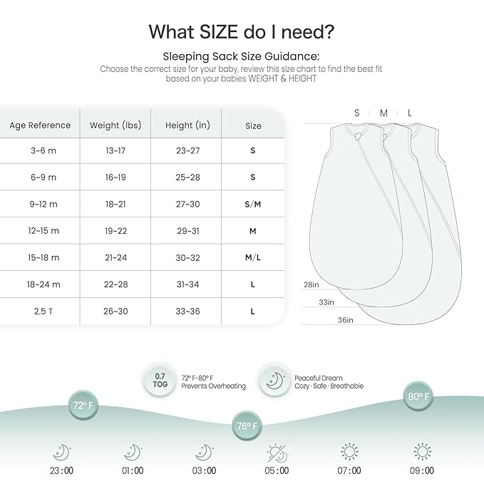 lulumoon Sleep Sack Muslin for Baby: Cotton Wearable Blanket for 3-9 Months - Soft Lightweight Ideal for Nursery Lounge Nighttime Naptime 3-6 Months