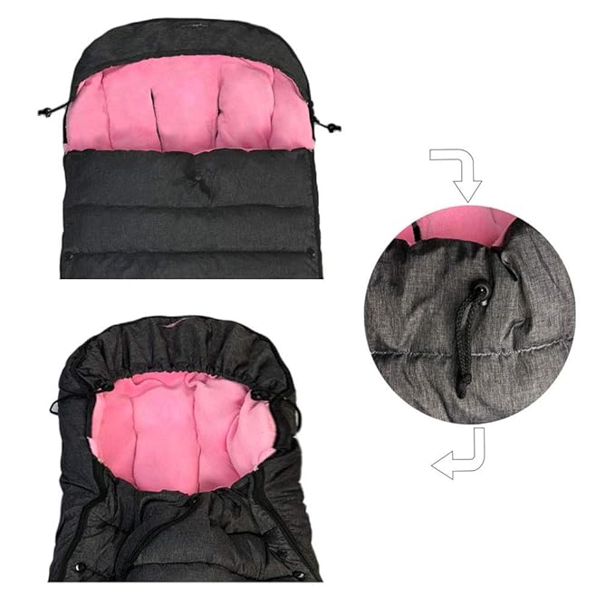 3-in-1 High Performace Universal Stroller Footmuff,Filled with 3D Cotton,Waterproof Bunting Bag Perfect for Winter Outdoor Tour,Rose