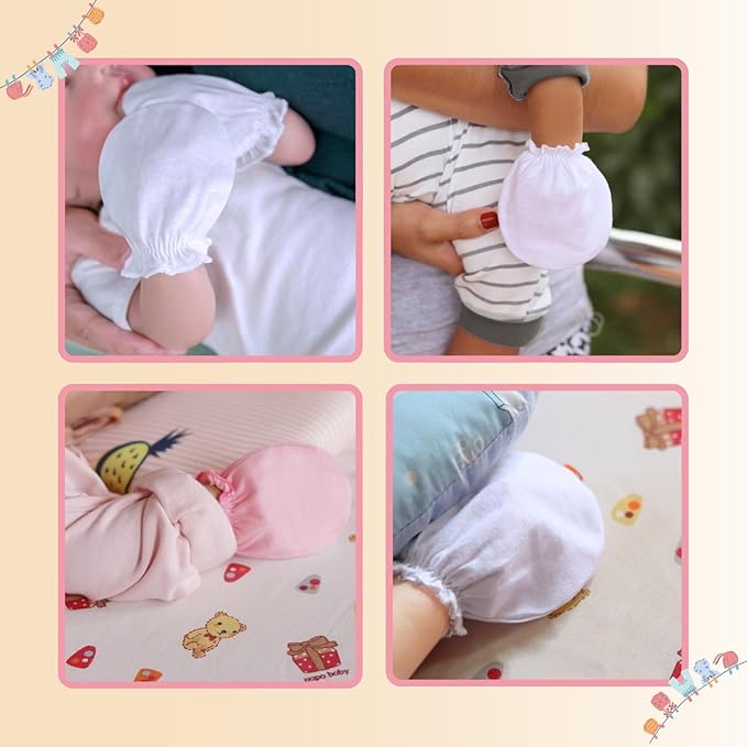 RATIVE Baby Mittens No Scratch Organic Cotton for Newborn 0-6 Months | Baby Essentials Must-Haves for Boys & Girls