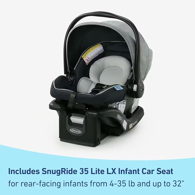 Graco Modes Closer Travel System with SnugRide 35 Lite LX Car Seat & Slide2Me Adjustable Height, Reversible, Lightweight, One-Step Fold, Nash