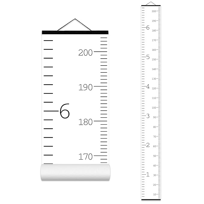 Nustila Growth Height Chart Handing Ruler Wall Decor for Kids, Canvas Removable Height Growth Chart for Boys and Girls Toddler Baby Bedroom Decor 79 x 7.9 inch