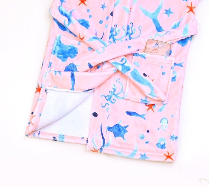 QPANCY Girls Robe Kids Bathrobes Soft Plush Fleece Pajamas Sleepwear