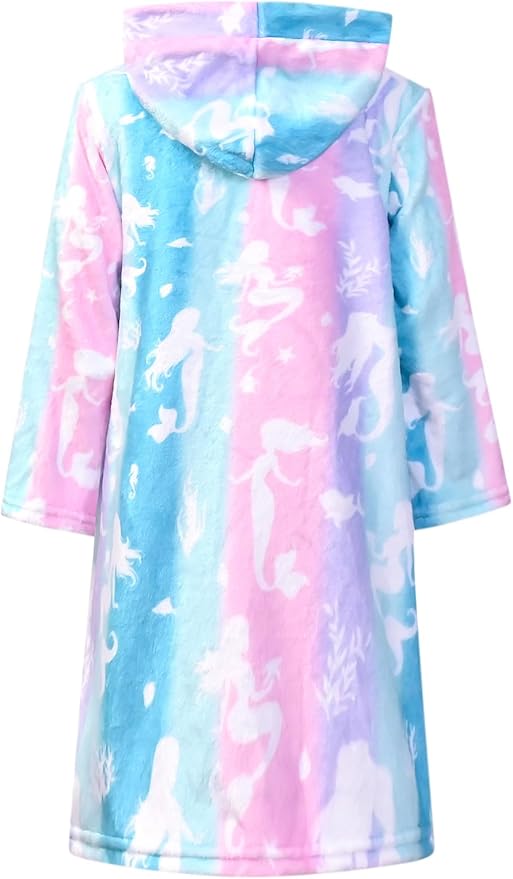 QPANCY Girls Robe Kids Bathrobes Soft Plush Fleece Pajamas Sleepwear