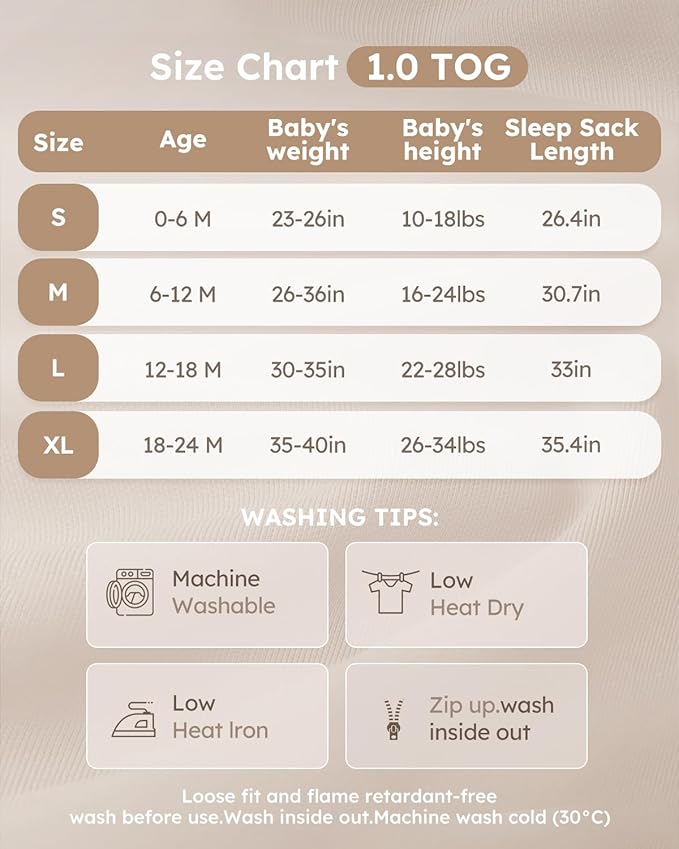 Yoofoss Rayon Made from Bamboo Baby Sleep Sack 0-6 Months 1.0 Tog Baby Wearable Blanket, Super Soft Infant Toddler Sleeping Sack 2-Way Zipper