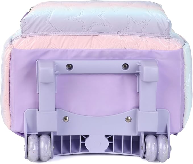 kingdisen Rolling Backpack 17 inch with Lunch Bag Wheeled Laptop Backpack with wheels(QUILTED PURPLE)