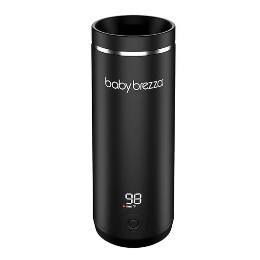 Baby Brezza Portable Warmer – 3X Faster Baby Bottle Warming - Travel Breastmilk and Formula Warmer - Safe, Even Heating - Up to 9oz - No Adapters, Black